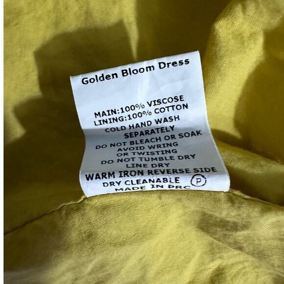 Wish Golden Bloom Dress Women's Medium Yellow Mini V-Neck Puff Sleeve Ruffle RTR - Picture 11 of 13